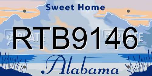 RTB9146 Alabama License Plate