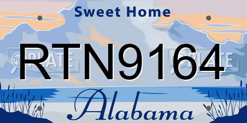 RTN9164 Alabama License Plate