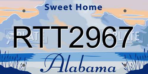 RTT2967 Alabama License Plate