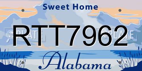 RTT7962 Alabama License Plate