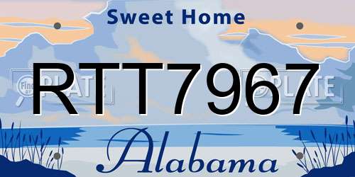RTT7967 Alabama License Plate
