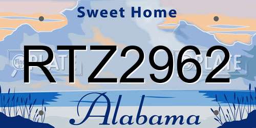 RTZ2962 Alabama License Plate