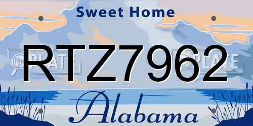 RTZ7962 Alabama License Plate