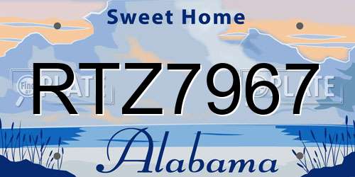 RTZ7967 Alabama License Plate