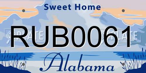 RUB0061 Alabama License Plate