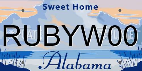 RUBYW00 Alabama License Plate