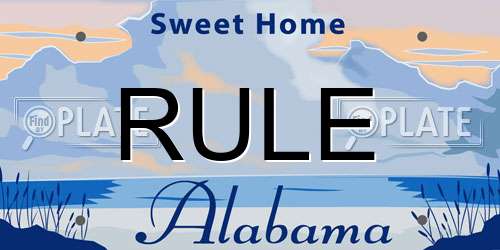 RULE Alabama License Plate