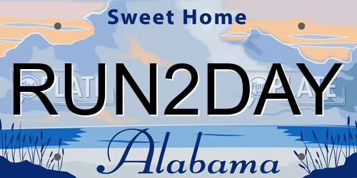 RUN2DAY Alabama License Plate