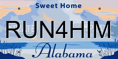 RUN4HIM Alabama License Plate