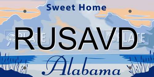 RUSAVD Alabama License Plate
