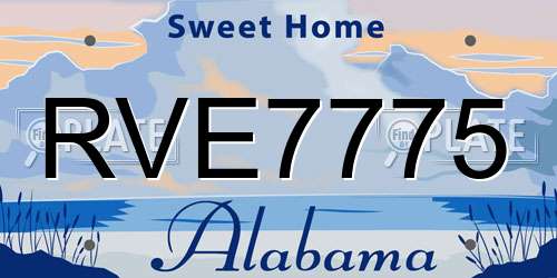 RVE7775 Alabama License Plate