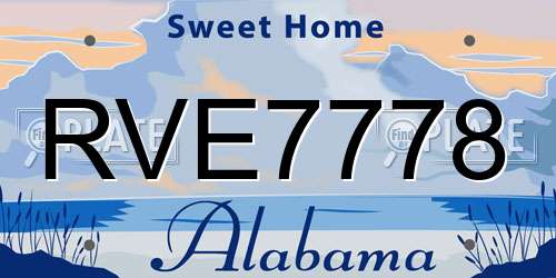 RVE7778 Alabama License Plate