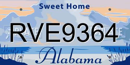 RVE9364 Alabama License Plate