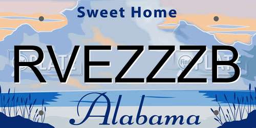 RVEZZZB Alabama License Plate