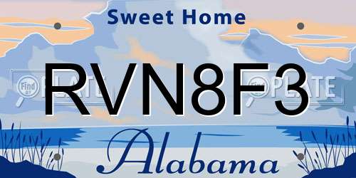 RVN8F3 Alabama License Plate