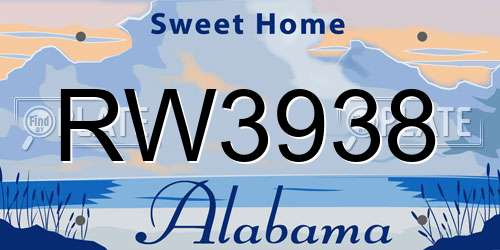 RW3938 Alabama License Plate