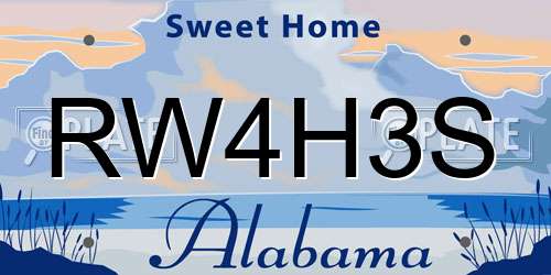 RW4H3S Alabama License Plate