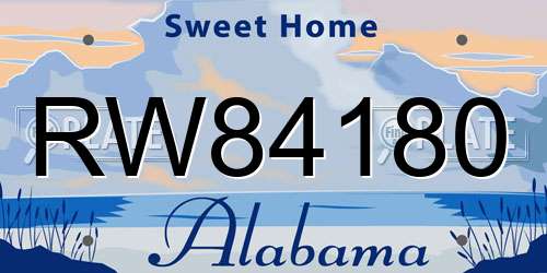 RW84180 Alabama License Plate