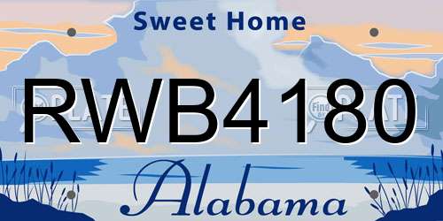 RWB4180 Alabama License Plate
