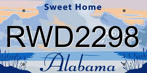 RWD2298 Alabama License Plate