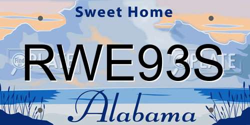 RWE93S Alabama License Plate