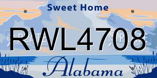 RWL4708 Alabama License Plate
