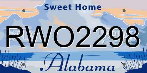 RWO2298 Alabama License Plate