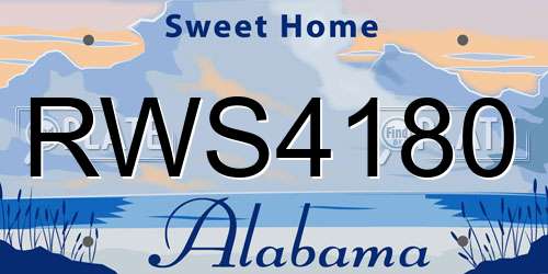 RWS4180 Alabama License Plate