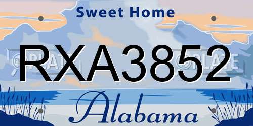 RXA3852 Alabama License Plate