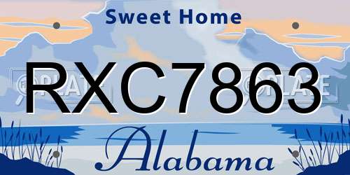 RXC7863 Alabama License Plate