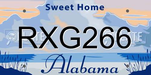 RXG266 Alabama License Plate