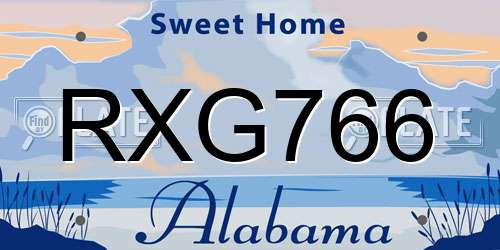 RXG766 Alabama License Plate