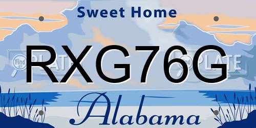 RXG76G Alabama License Plate