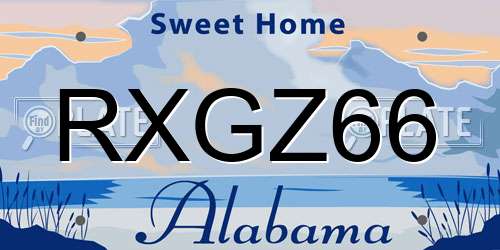 RXGZ66 Alabama License Plate