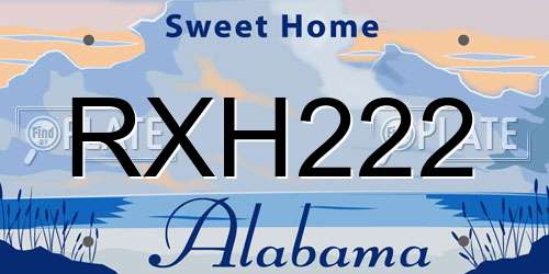 RXH222 Alabama License Plate