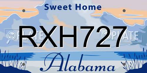 RXH727 Alabama License Plate