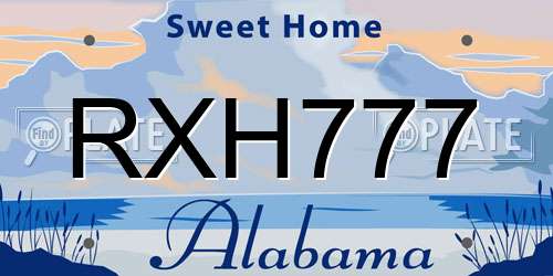 RXH777 Alabama License Plate