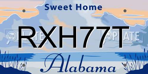 RXH77T Alabama License Plate
