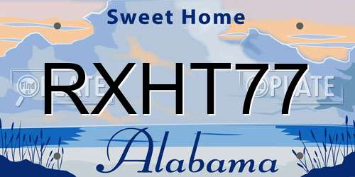 RXHT77 Alabama License Plate
