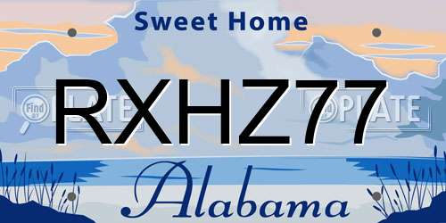 RXHZ77 Alabama License Plate