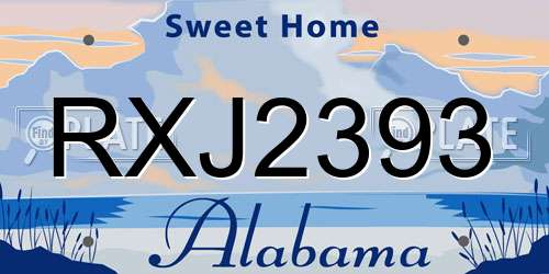 RXJ2393 Alabama License Plate