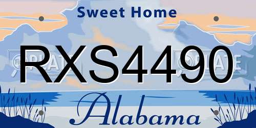 RXS4490 Alabama License Plate
