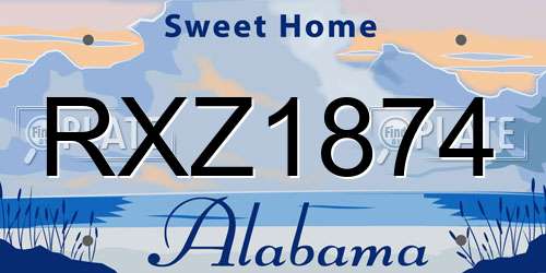 RXZ1874 Alabama License Plate