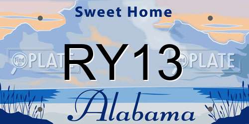 RY13 Alabama License Plate