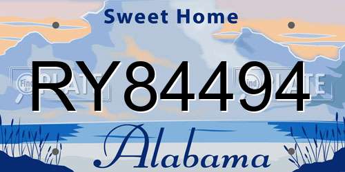 RY84494 Alabama License Plate