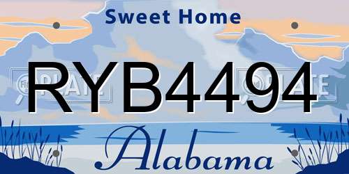 RYB4494 Alabama License Plate