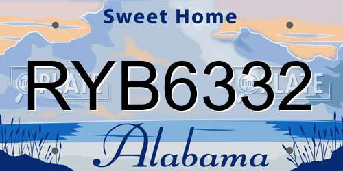 RYB6332 Alabama License Plate