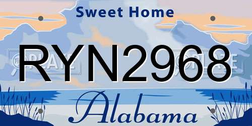 RYN2968 Alabama License Plate