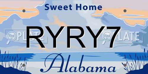RYRY7 Alabama License Plate