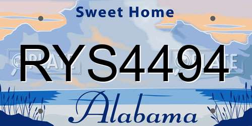 RYS4494 Alabama License Plate